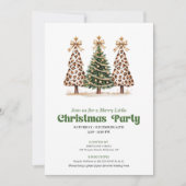 Artistic green gold leopard Christmas tree invite Kaart (Voorkant)