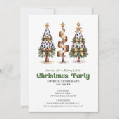 Artistic green gold leopard Christmas tree invite Kaart (Voorkant)