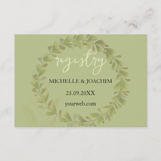 Artistic Green Wreath Waterverf Kunst Informatiekaartje (Voorkant)