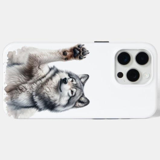 Artistic Grey Wolf in Waterverf Case-Mate iPhone Case (Achterkant (horizontaal))