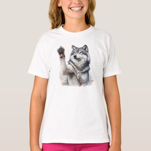 Artistic Grey Wolf in waterverf T-shirt (Voorkant)