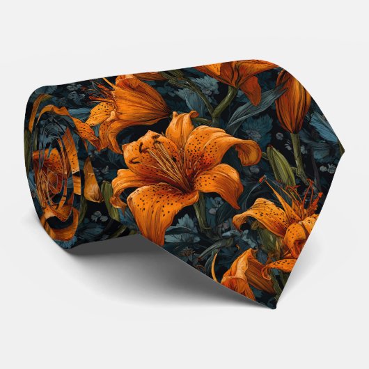 Artistic Groomsman Gift Lilies Stropdas (Opgerold)