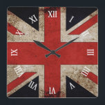 Artistic Grunge UK vlag Vierkante Klok<br><div class="desc">Grunge UK flag, op een prachtige manier:), met een licht semitransparant klokgezicht. Ziet er goed uit op of vierkante klok. Als u deze klok zonder de klok wilt laten draaien ~ Klik op de knop Aanpassen en verwijder het afbeelding.</div>