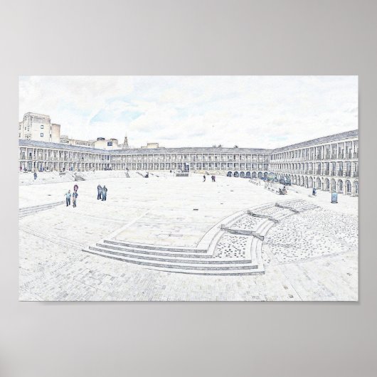 Artistic Halifax Piece Hall Heritage Landmark Poster (Voorkant)