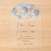 Artistic Handwritten Blue Himalayan Poppy Wedding  Acryl Uitnodigingen (Voorkant)
