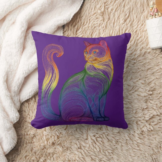Artistic Home Decor Vibrant Swirl Cat  Kussen (Deken)