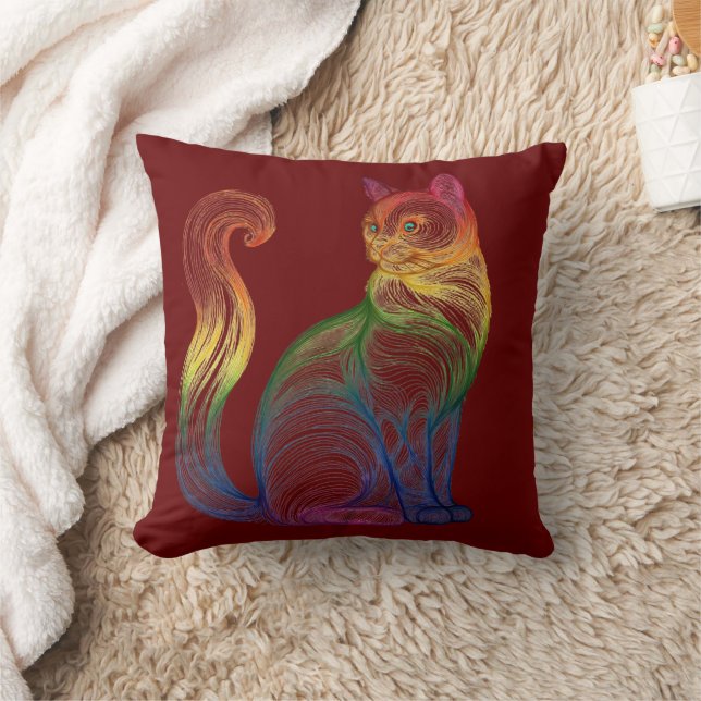 Artistic Home Decor Vibrant Swirl Cat  Kussen (Deken)