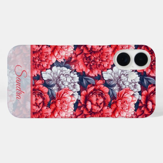 Artistic Housewarming Gift Peony Name Case-Mate iPhone Case (Achterkant (horizontaal))