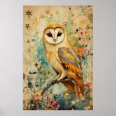 Artistic illustration of a barn owl, poster (Voorkant)