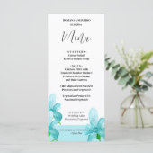 Artistic Iris Blue Floral Waterverf Handbeschilder Menu (Staand voorkant)
