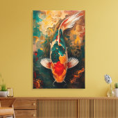 Artistic Japanese Koi Fish Portrait Oil Painting Canvas Afdruk (Insitu (Woonkamer))