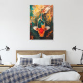 Artistic Japanese Koi Fish Portrait Oil Painting Canvas Afdruk (Insitu (Slaapkamer))