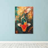 Artistic Japanese Koi Fish Portrait Oil Painting Canvas Afdruk (Insitu (Houten vloer))