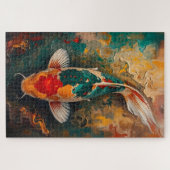 Artistic Japanese Koi Fish Portrait Oil Painting Legpuzzel (Horizontaal)