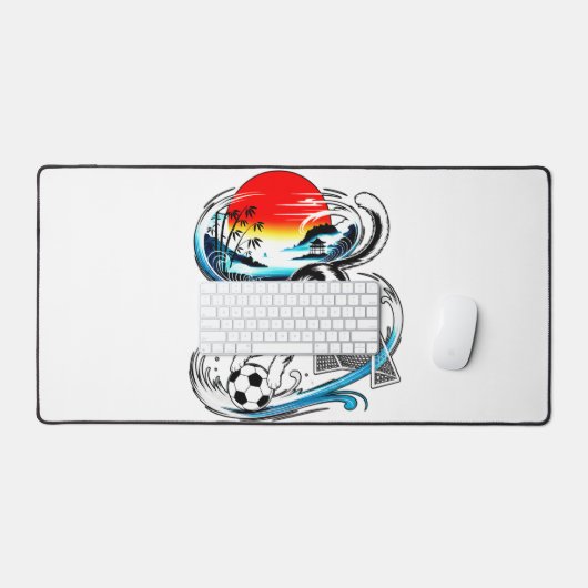 Artistic Japanese Soccer Cat for gaming, office Bureaumat (Keyboard & Muis)