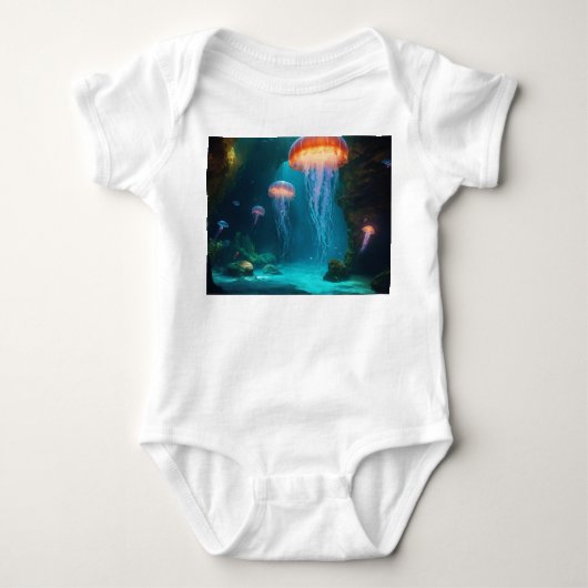 Artistic Jellyfish T-Shirt - Ethereal Glow on Dark (Voorkant)