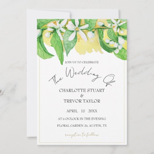 Artistic Lemon Tree Flowers Waterverf Kaart (Achterkant)