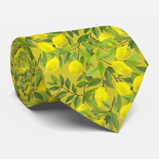 Artistic Lemon Tree Tie for Men Stropdas (Opgerold)