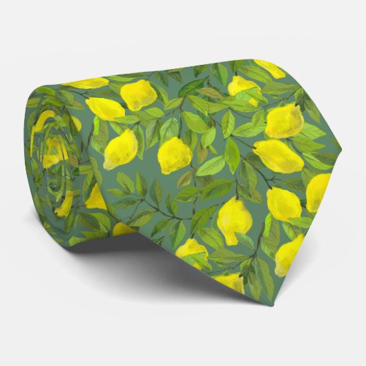 Artistic Lemon Tree Tie for Men Stropdas (Opgerold)