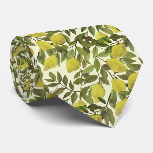 Artistic Lemon Tree Tie for Men Stropdas (Opgerold)