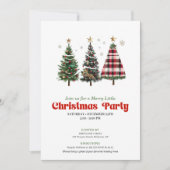 Artistic leopard and buffalo Christmas tree invite Kaart (Voorkant)