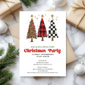 Artistic leopard and buffalo Christmas tree invite Kaart