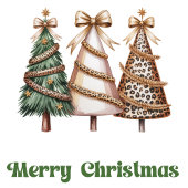 Artistic Leopard Gold Green Christmas Tree Card Feestdagenkaart