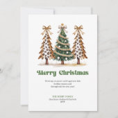 Artistic Leopard Gold Green Christmas Tree Card Feestdagenkaart (Voorkant)