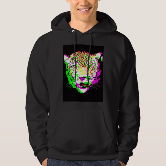 Artistic Leopard Psychedelic Animal Cool Colorful Hoodie (Voorkant)