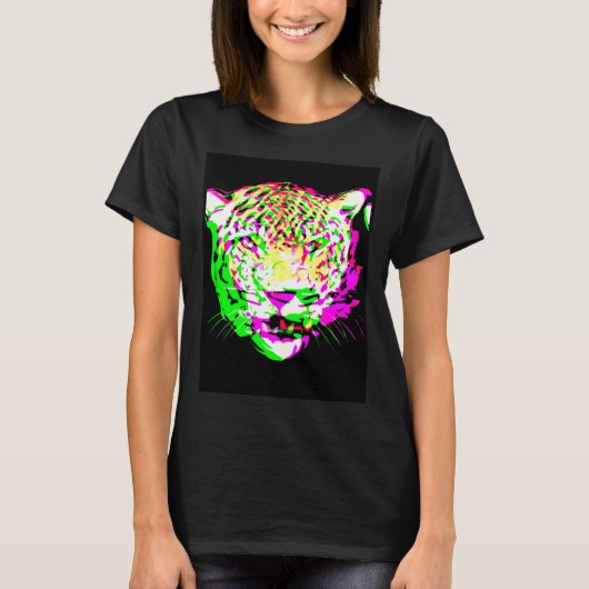 Artistic Leopard Psychedelic Animal Cool Colorful T-shirt (Voorkant)
