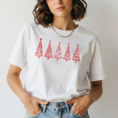 Artistic Line Art Christmas Trees Holiday Tee T-shirt
