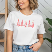 Artistic Line Art Christmas Trees Holiday Tee T-shirt