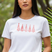 Artistic Line Art Christmas Trees Holiday Tee T-shirt