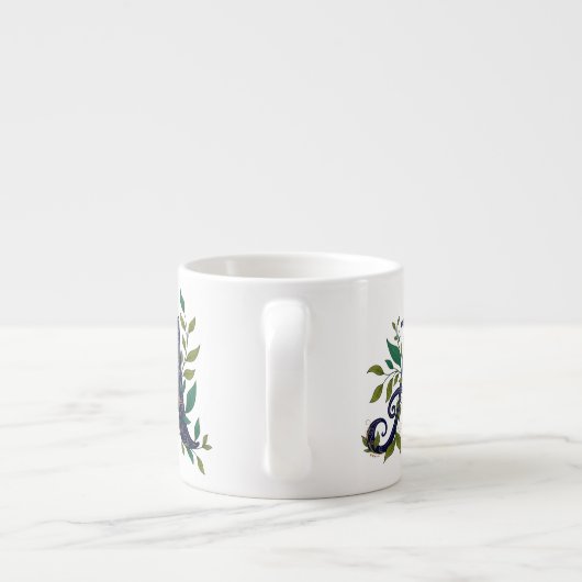 Artistic M – Fancy Blue & Gold Letter Espresso Kop (Achterkant)