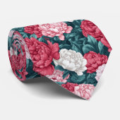 Artistic Mens Accessories Peonies Floral Stropdas (Opgerold)