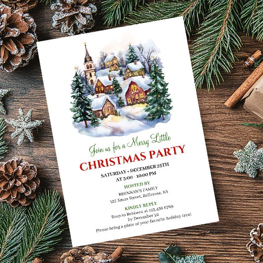 Artistic minimalist Christmas scene holiday invite Kaart