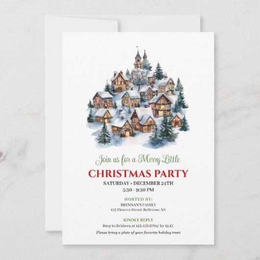 Artistic minimalist holiday scene Christmas ivite Kaart (Voorkant)