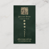 Artistic Modern Emerald Green & Gold Business Card Visitekaartje (Achterkant)