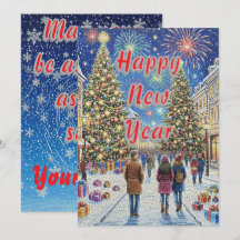 Artistic Mosaic New Year Celebration Holiday Card