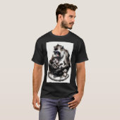 Artistic Mother and Baby Monkey Ink Wash Illustrat T-shirt (Voorkant volledig)