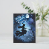 Artistic Night Silhouette Halloween Witch Briefkaart (Staand voorkant)