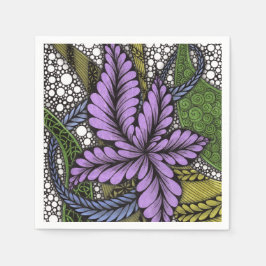 Artistic Paarse Tropische Bloem Zentangle Papier N Servet