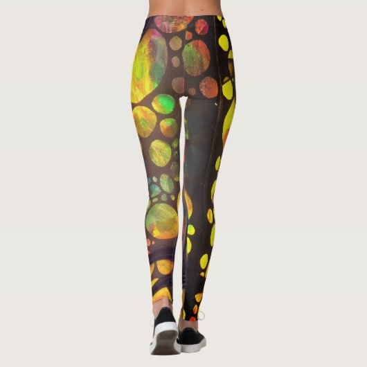 Artistic painting and collage legging pants (Achterkant)