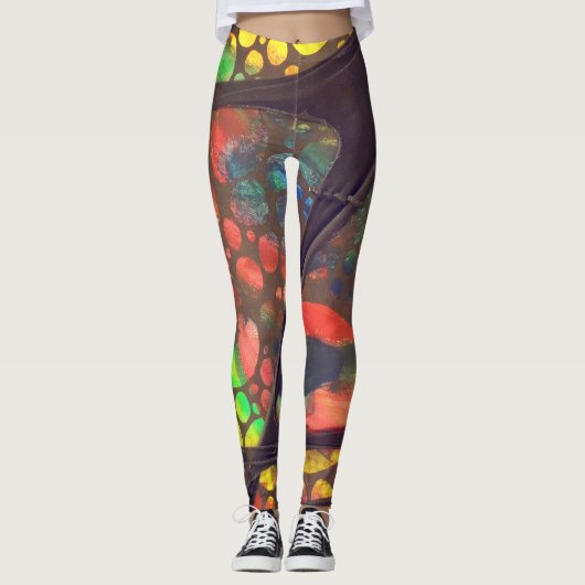 Artistic painting and collage legging pants (Voorkant)