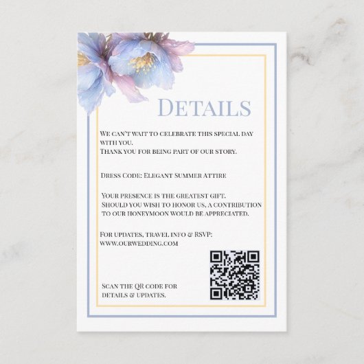Artistic Pastel Botanical Florals Wedding Informatiekaartje (Voorkant)