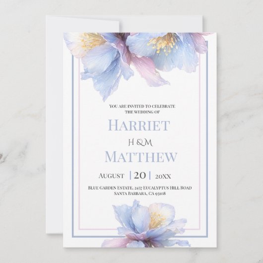 Artistic Pastel Botanical Florals Wedding Kaart (Voorkant)
