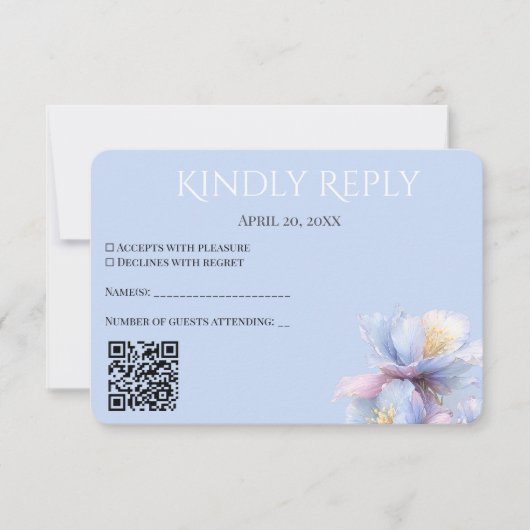 Artistic Pastel Botanical Florals Wedding QR Code RSVP Kaartje (Voorkant)