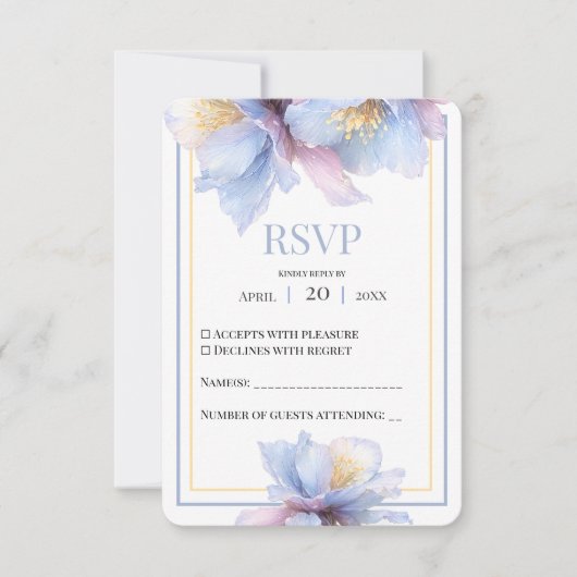 Artistic Pastel Botanical Florals Wedding RSVP Kaartje (Voorkant)