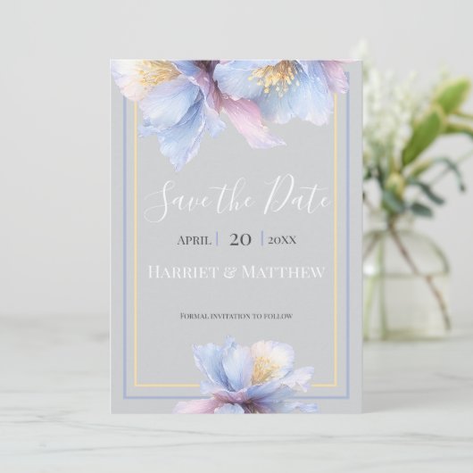 Artistic Pastel Botanical Florals Wedding Save The Date (Staand voorkant)