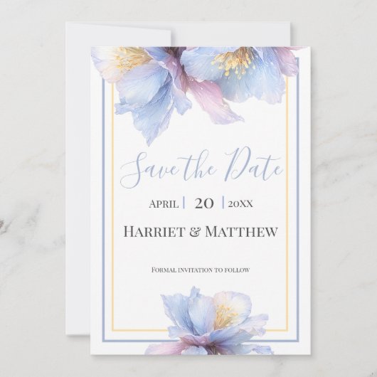 Artistic Pastel Botanical Florals Wedding Save The Date (Voorkant)